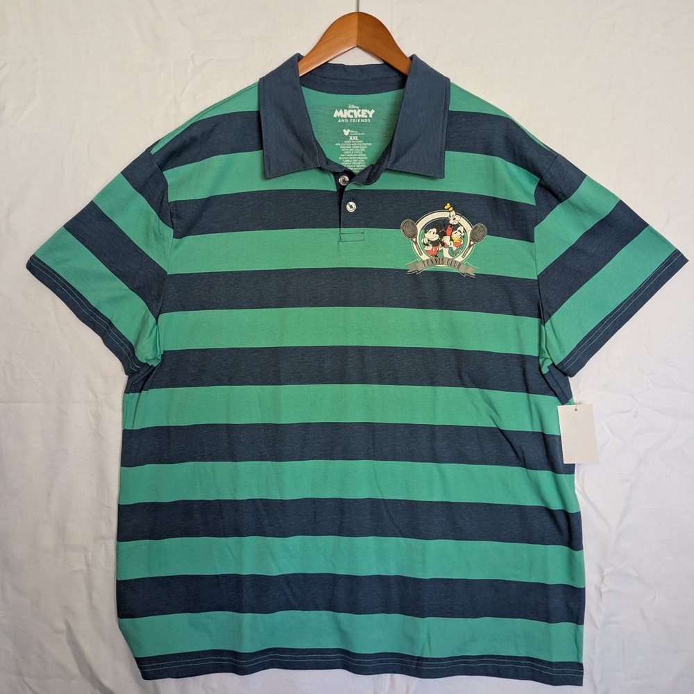 Disney Mickey Striped Polo - Green and Navy
